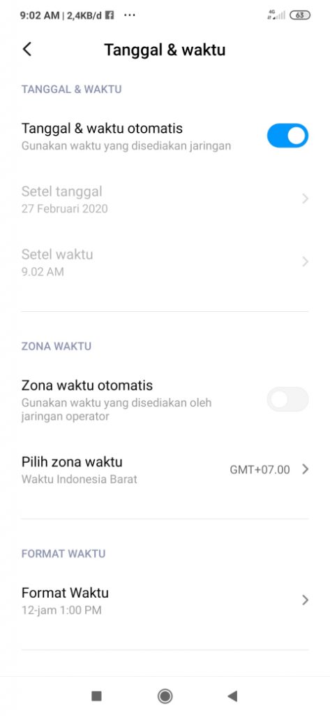 tanggal dan waktu otomatis