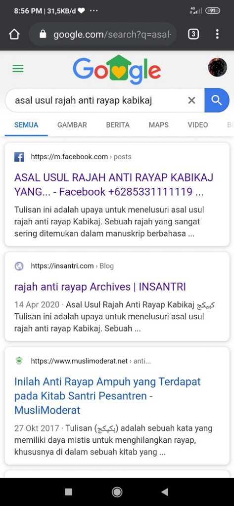 Screenshot hasil pencarian